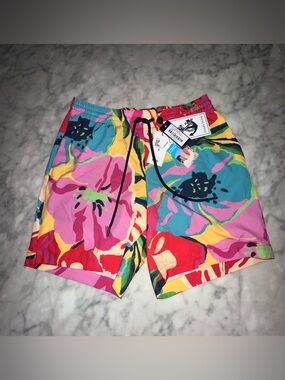 Paisley & Gray Multicolor Floral Swim Shorts - Pink, Teal, Yellow, Red